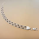 Жіночий срібний браслет подвійний арабський бісмарк з камінцями. регульований 17 - 20 см. Чорно-білий, фото 8