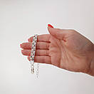 Жіночий срібний браслет подвійний арабський бісмарк з камінцями. регульований 17 - 20 см. Чорно-білий, фото 3