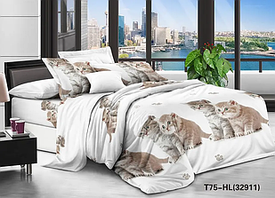 Котяча компанія - Бязь 3D - Євро комплект постільної білизни