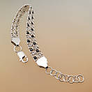 Жіночий срібний браслет подвійний арабський бісмарк з камінцями. регульований 17 - 20 см. Чорно-білий, фото 7