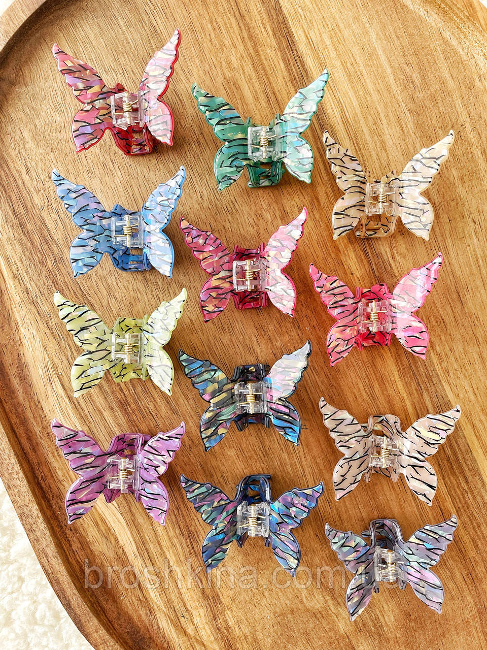 Краби для волосся пластикові оптом 5.5*4.5*2.5 см 12 шт/уп ФРАНЦУЗЬКИЙ ПЛАСТИК МЕТЕЛИКИ, фото 1