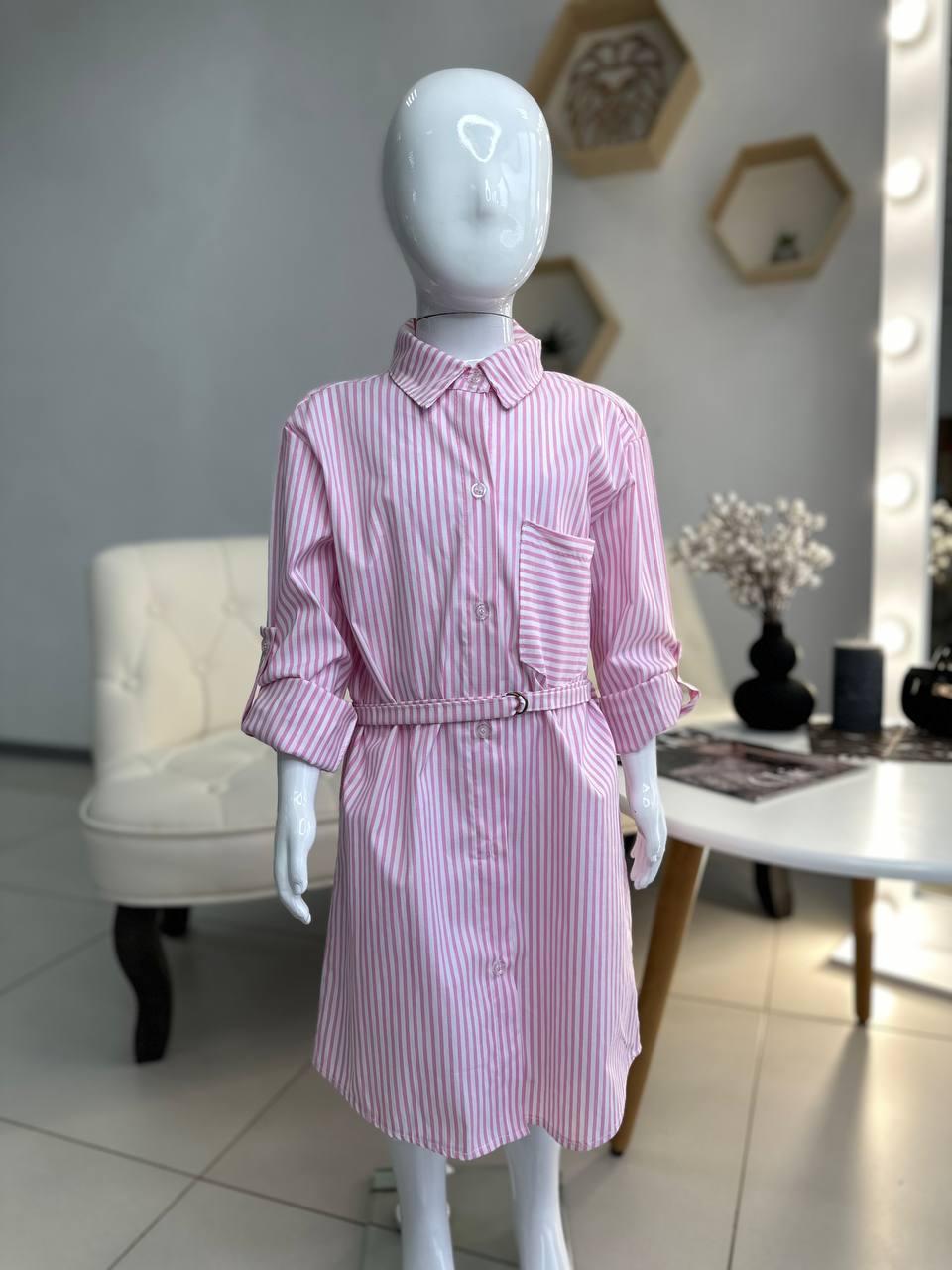 Сорочка подовжена для дівчинки в смужку 1710 Oute Kids, Розовый, Девочка, Лето, 7/8 лет, фото 1