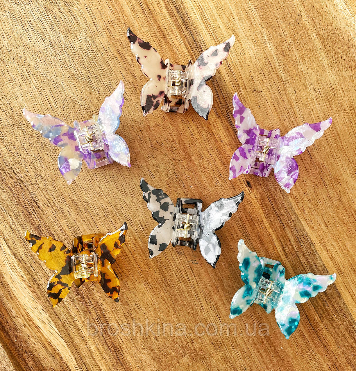 Краби для волосся пластикові оптом 5.5*4.5*2.5 см 12 шт/уп ФРАНЦУЗЬКИЙ ПЛАСТИК МЕТЕЛИКИ, фото 1