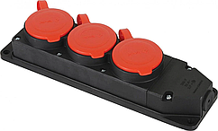 Колодка потрійна 3PT+ 25 А трифазна 380в P44, FAR каучук, електрична каучукова для подовжувача