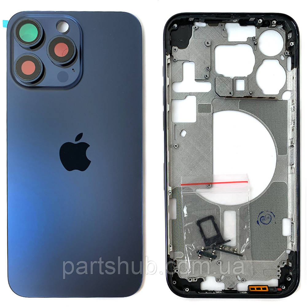 Корпус Apple iPhone 15 Pro Max у зборі (синій, Blue Titanium EU), фото 1