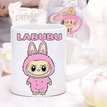 Чашка Лабуба рожева. Чашки Labubu. Кружка Labubu. Подарунок з  лабубу