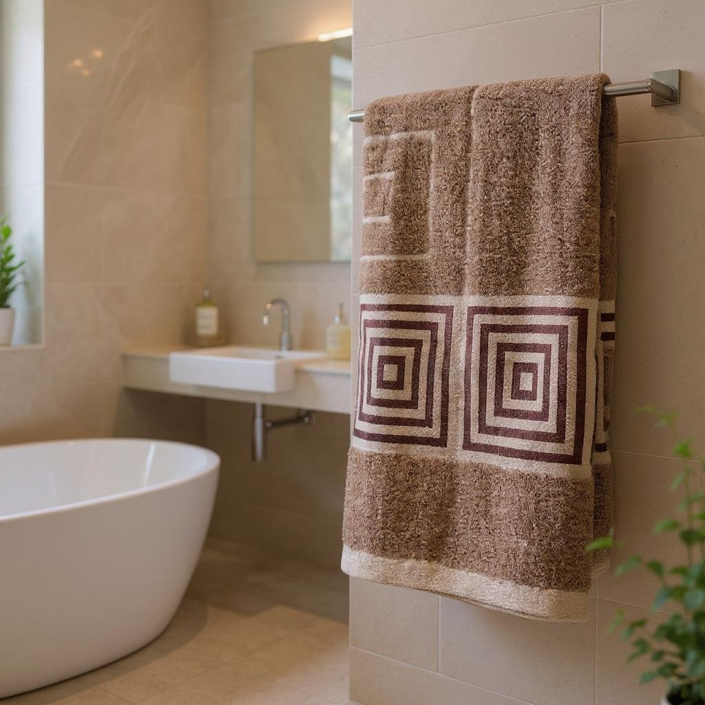 Рушник для сауни та бані "Квадратики коричневий" | 90х160 см, фото 1