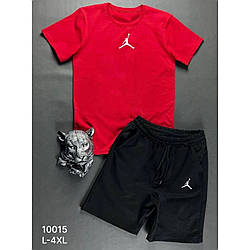 Чоловічий костюм з червоною футболкою та чорними шортами Розміри: 46,48,50,52,54 (21308-4)