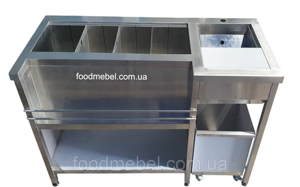 Барна станція 1200х550х850 без борту з мийкою, ринзером, полицею