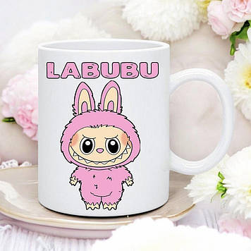 Чашка Лабубу рожева. Чашки Labubu. Кружка Labubu. Подарунок з Лабубу