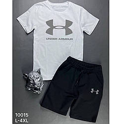 Чоловіча біла футболка та чорні шорти Розміри: 46,48,50,52,54 (21309-2)