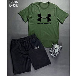 Чоловіча зелена футболка та чорні шорти Розміри: 46,48,50,52,54 (21309-4)