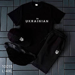 Чоловічий чорний костюм на літо, футболка та шорти Розміри: 46,48,50,52,54 (21310-3)