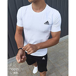 Чоловічий костюм з білою футболкою та шортами зі спортивною накаткою Розміри: 46,48,50,52,54 (21311-2)