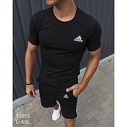 Чоловічий костюм із чорною футболкою та шортами "Спортивний принт" Розміри: 46,48,50,52,54 (21311-3)