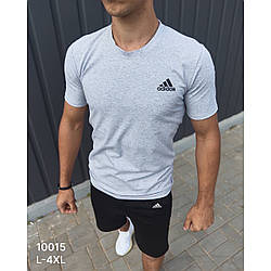 Чоловічий костюм із сірою футболкою та шортами "Спортивний принт" Розміри: 46,48,50,52,54 (21311-4)