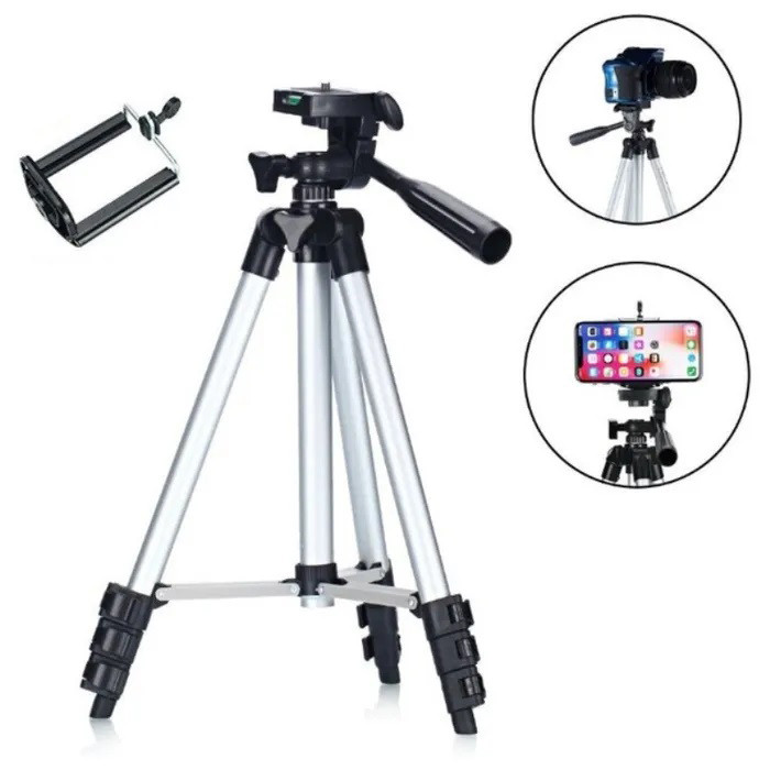 Штатив для телефона та фотоапарата Tripod 3110 PRO портативний трипод 0,35-1.02 заввишки. Колір: срібний AuraHome