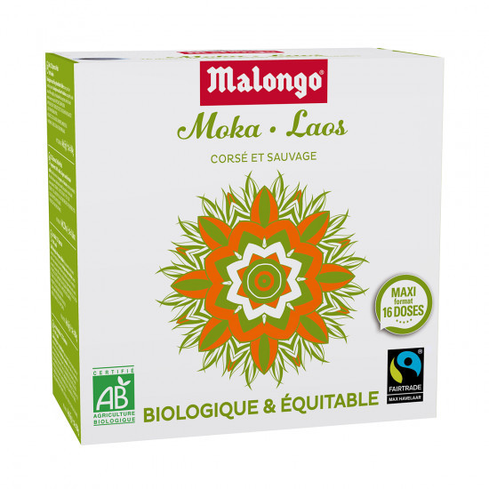 Malongo MOKA/LAOS кавові чалди монодоза 16 шт/таблеток, фото 1