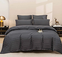 Постільна білизна Сатин Смужка ITALY простирадло на гумці євро розмір 200*230 см