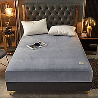 Простирадло на гумці Велюр Тепле Простирадло на матрац 160х200 см Сірий