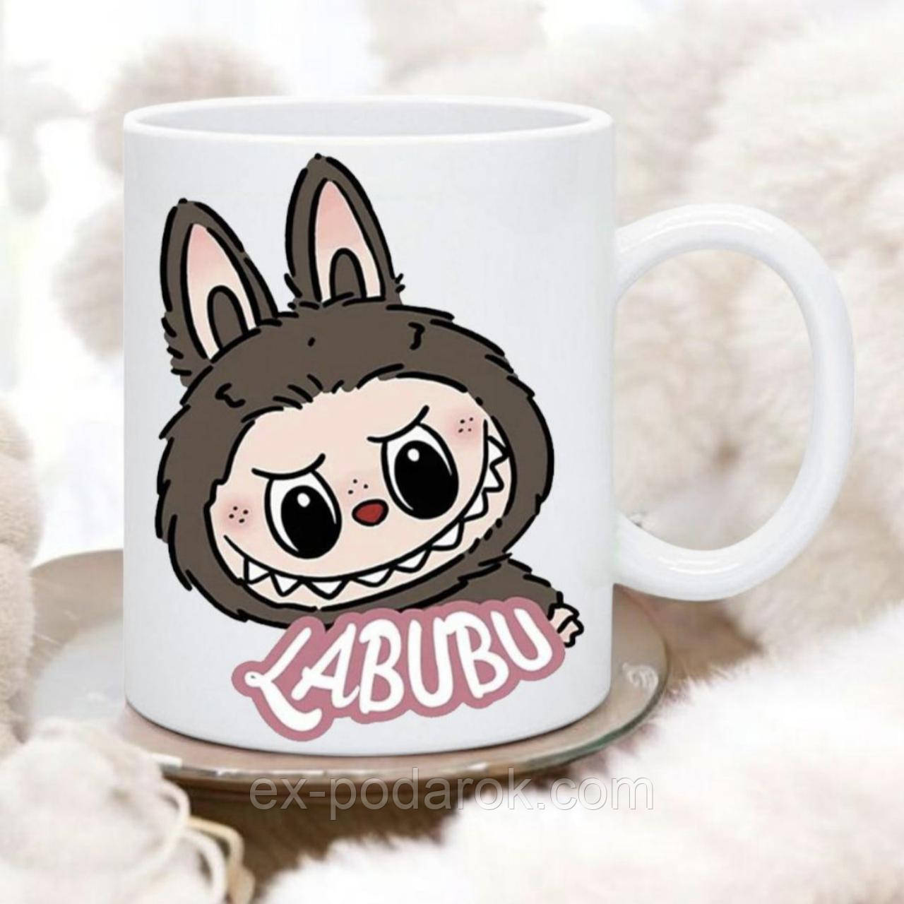Чашка Лабубу коричнева. Чашки Labubu. Кружка Labubu. Подарунок із лабубу