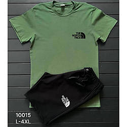 Чоловічий костюм на літо з зеленою футболкою та чорними шортами Розміри: 46,48,50,52,54 (21312-6)