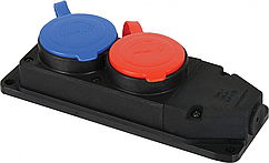 Колодка подвійна — з трифазною 25 А й однофазною 16 А розетками P44, FAR каучук, для подовжувача