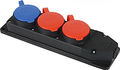 Колодка потрійна — з трифазними 2*25 А й однофазною 16 А розетками P44, FAR каучук, для подовжувача