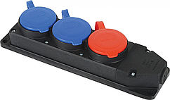 Колодка потрійна — з трифазною 25 А й однофазними 2*16А розетками P44, FAR каучук, для подовжувача