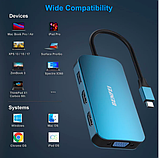 USB-хаб, Док-станция, Переходник BENFEI USB-C MST HUB 8in1 with USB-C to 2*HDMI/1*VGA, to 3*USB 3.0/100W Power Delivery/3.5mm Aux, фото 4