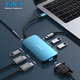 USB-хаб, Док-станция, Переходник BENFEI USB-C MST HUB 8in1 with USB-C to 2*HDMI/1*VGA, to 3*USB 3.0/100W Power Delivery/3.5mm Aux, фото 7