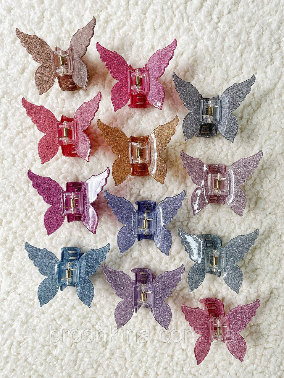 Краби для волосся пластикові оптом 7.5*6*3 см 12 шт/уп ФРАНЦУЗЬКИЙ ПЛАСТИК МЕТЕЛИКИ, фото 1