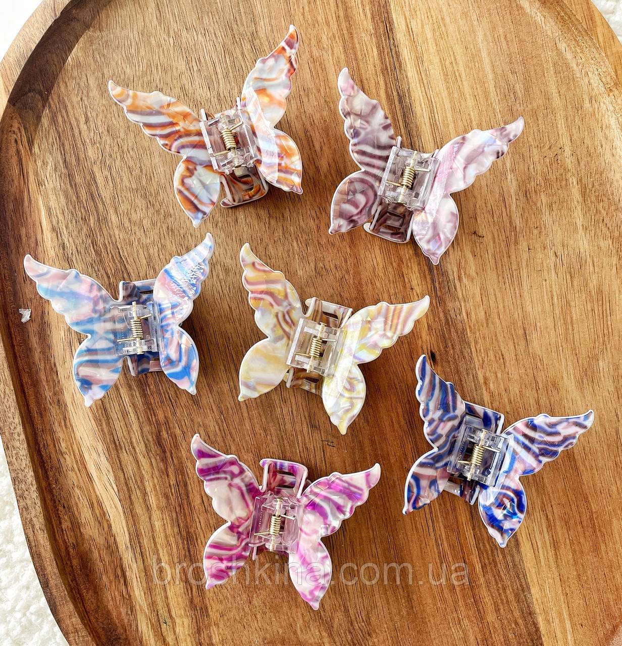 Краби для волосся пластикові оптом 7.5*6*3 см 12 шт/уп ФРАНЦУЗЬКИЙ ПЛАСТИК МЕТЕЛИКИ, фото 1