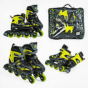 Розсувні ролики для дівчинки 27300-М Best Roller, розмір 34-37, устілка 21.5-24 см, PU колеса, жовті