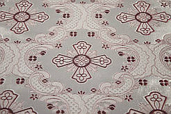 Шовкова церковна тканина Елеон біло фіолетовий з сріблом