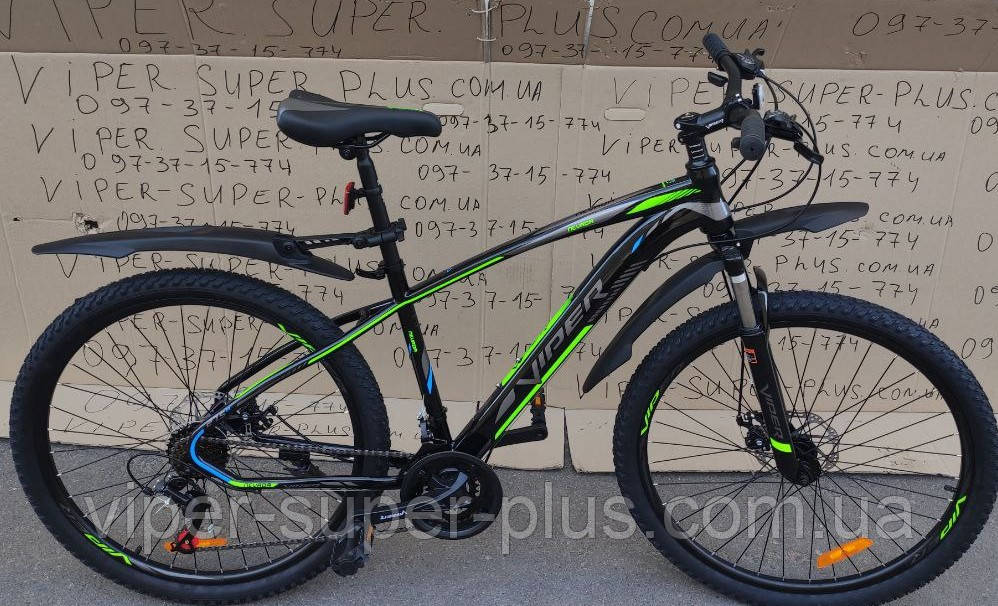 ✅ Гірський велосипед Viper Nevada 27.5 D Чорно-зелений, Без болотників, В зібраном вигляді на 80%, фото 1