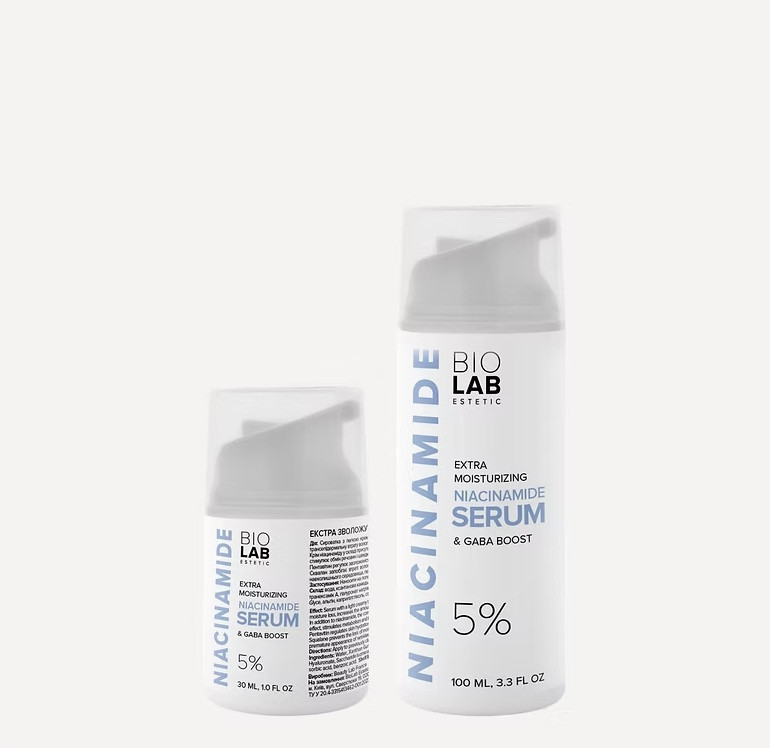 Екстра зволожуюча сироватка-бустер з ніаціамідом 5% Extra Noisturizing Serum Niacinamide 5% & Gaba Boost BIOLAB Estetic, 100 мл
