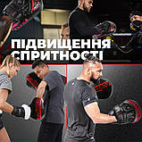 Лапи боксерські PowerPlay PP_3041, Чорно-червоні, PU, пара – для інтенсивних тренувань, фото 11