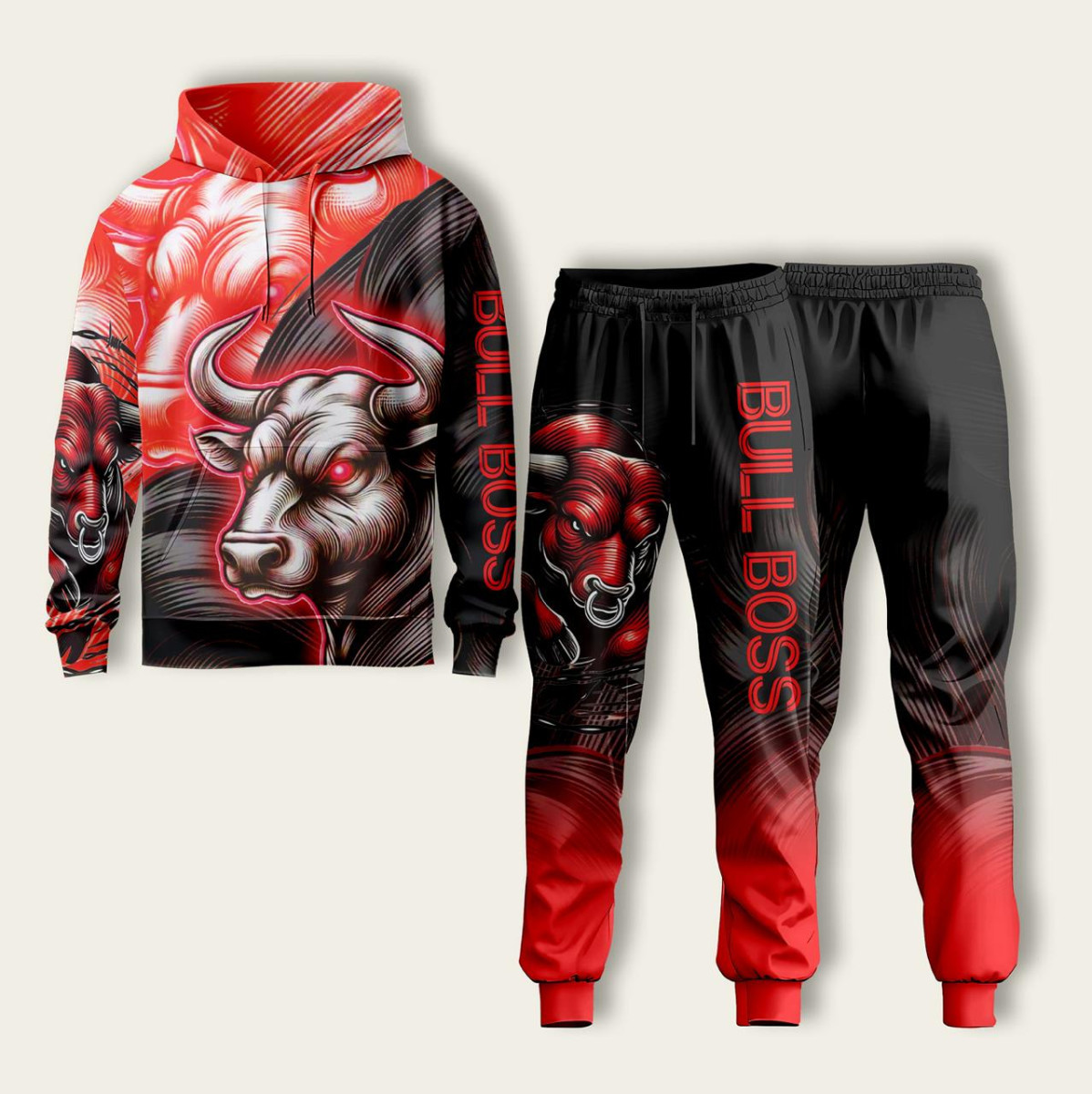 Костюм спортивний худі та штани з 3D принтом BULL BOSS 30920 XS ID 5070103