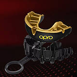 Капа для боксу OPRO Gold - доросла (вік 11+) Чорна, з високим рівнем захисту, фото 6