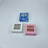 Коробка для 4 цукерок, 80*80*35 мм, з вікном, пудра ▶ (10 шт), фото 4