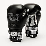 Боксерські рукавиці Leone GN208, Чорні, шкіряні, 12 унцій (340г.) для спортсменів 60-80 кг. + бинти, фото 2