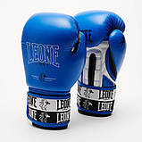 Боксерські рукавиці Leone GN208, Сині, шкіряні, 16 унцій (454г.) для спортсменів 90-100 кг. + бинти, фото 2