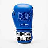 Боксерські рукавиці Leone GN208, Сині, шкіряні, 16 унцій (454г.) для спортсменів 90-100 кг. + бинти, фото 3
