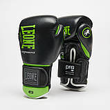 Боксерські рукавиці Leone GN115, Чорні, шкіряні, 14 унцій (397г.) для спортсменів 80-90 кг. + бинти, фото 2