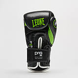 Боксерські рукавиці Leone GN115, Чорні, шкіряні, 14 унцій (397г.) для спортсменів 80-90 кг. + бинти, фото 4