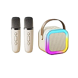 Портативна дитяча музична колонка акумуляторна караоке для дитини K12 bluetooth з 2 двома мікрофонами для дітей з RGB підствікою, фото 9