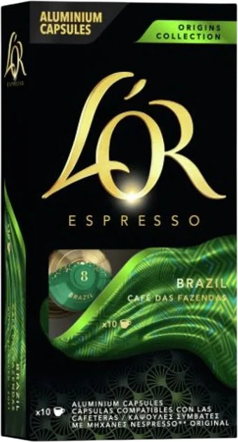 Кава в капсулах Nespresso L`OR Brazil 10 шт 100% Арабіка. Франція