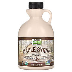 Кленовий сироп, Maple Syrup, NOW Foods, Real Food, органік, сорт А, темний, 946 мл