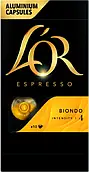Кава в капсулах Nespresso L'OR Espresso Biondo 10 шт 100% Арабіка. Франція
